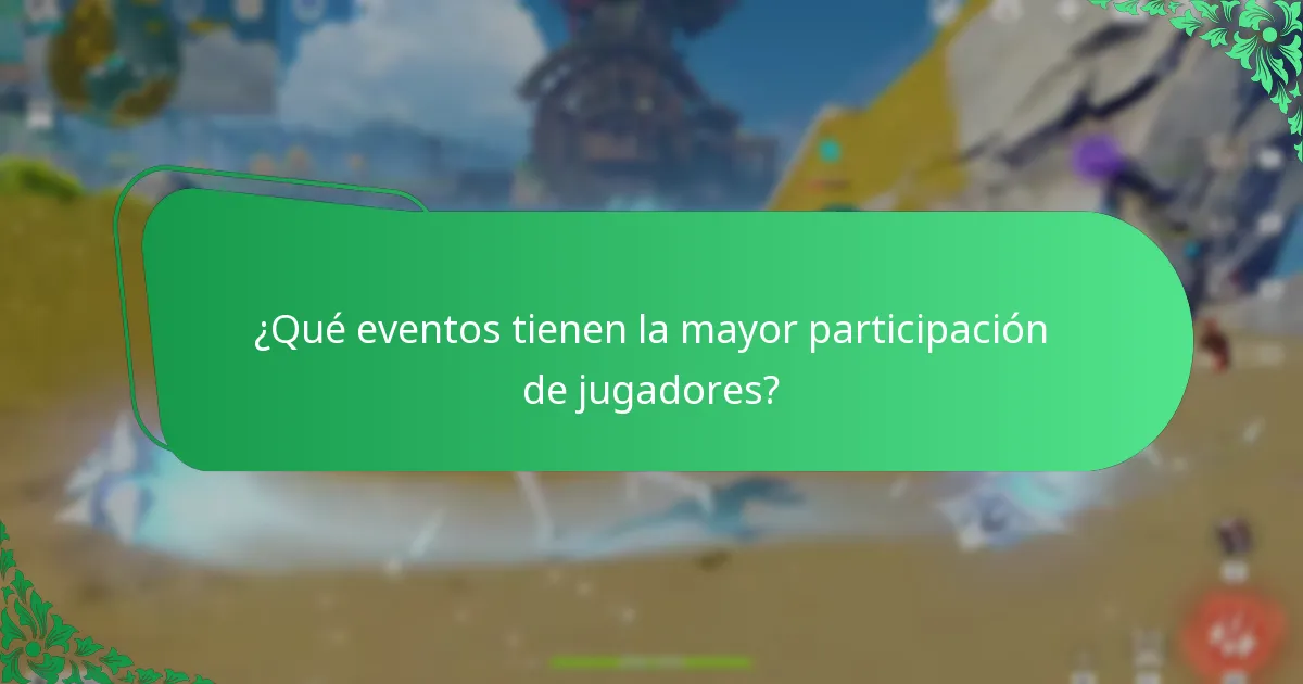 ¿Qué eventos tienen la mayor participación de jugadores?
